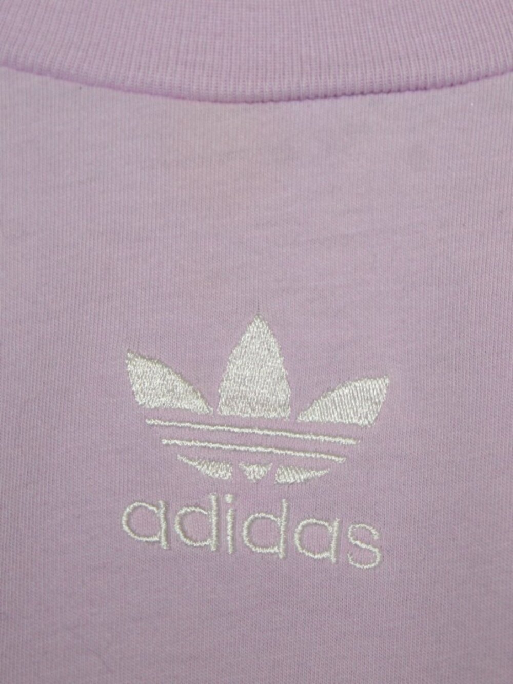 Adidas purple crewneck crop top trefoil embroidered short sleeve tee shirt - Picture 5 of 9